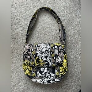 Vera Bradley Black and Yellow Baroque Crossbody Shoulder Handbag Purse